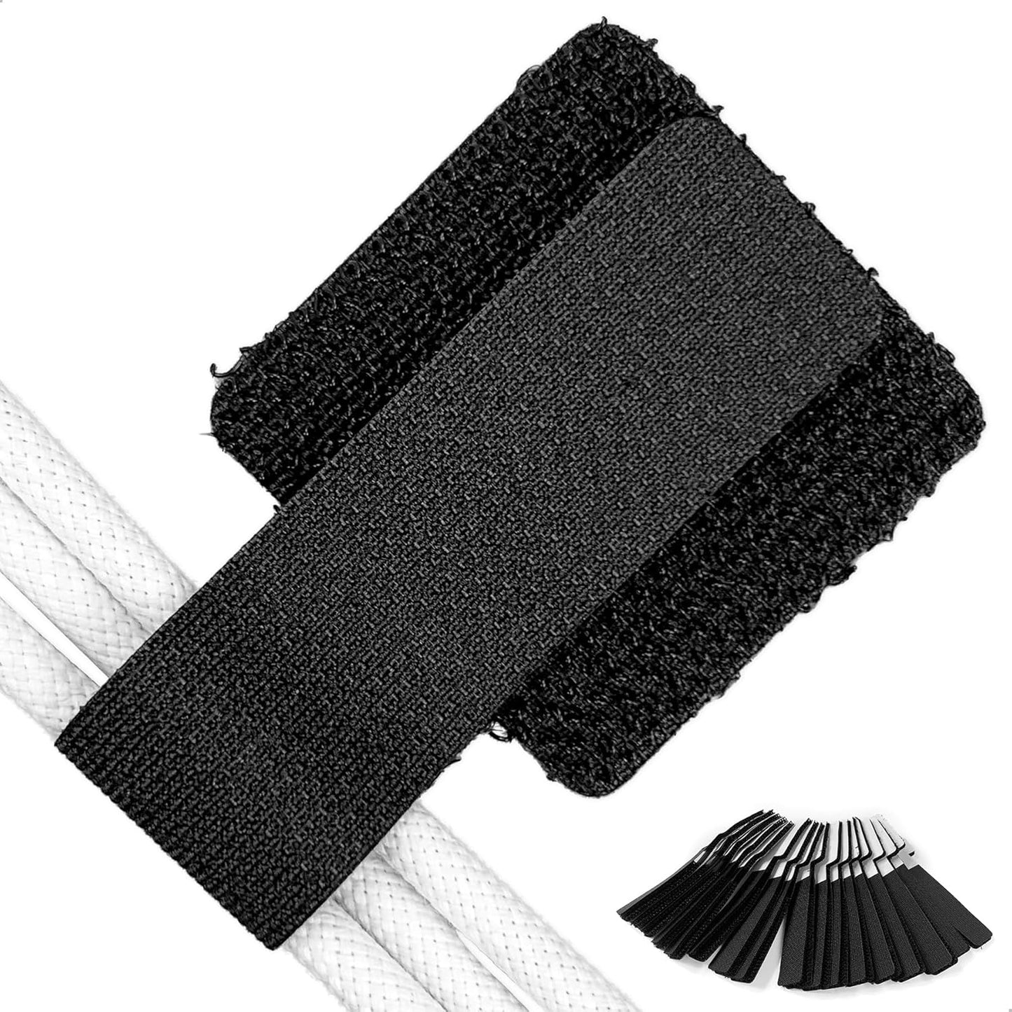 Matenf Under Desk Cable Management Kit - 40 PCS Self-Adhesive Hook & Loop Cable Organizers, Adjustable Cord Hider for Desk, Cable Ties in Office, Home, Kitchen (Black)