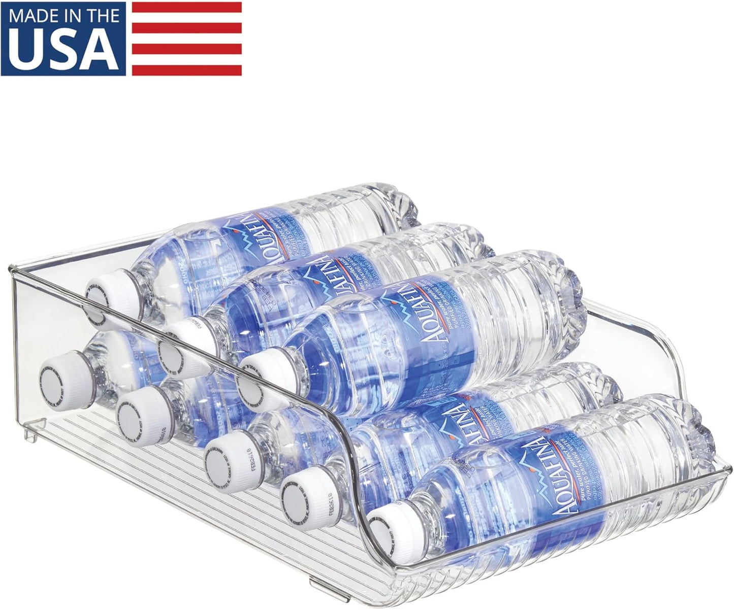 iDesign Plastic Water Bottle Organizer for Fridge, Bottle Holder for Kitchen and Pantry, Clear, 2-Pack