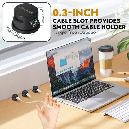 8 Pack Magnetic Cable Management Clips - Ideal Cord Holder for Nightstand, Desk, Charger Holder - Phone Cord Holder w/360 Rotation