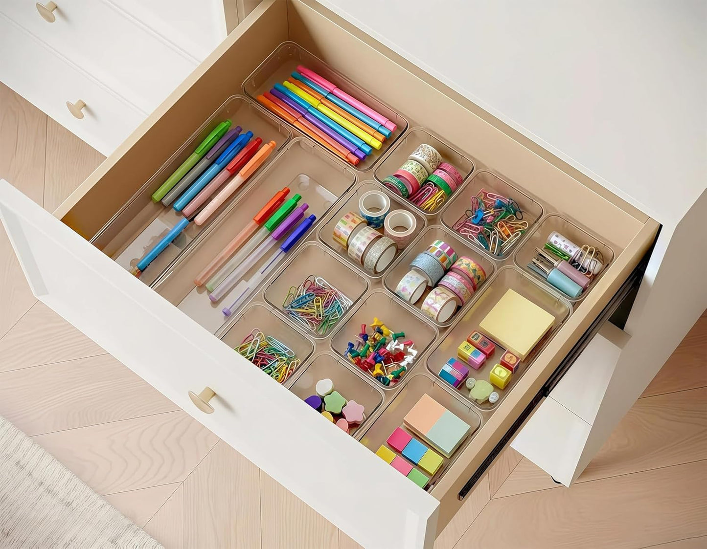 DCA 14 PCS Clear Drawer Organizer, Acrylic Makeup Organizers, Vanity Drawer Organizer Trays, Bathroom Organizers and Storage Bins Ideal Gift for Her