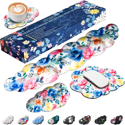JIKIOU Upgrade Leather Cloud Keyboard Wrist Rest, Cloud Wrist Rest with Non-Slip PU Base, Comfortable Memory Foam Wrist Rest for Computer Laptop Mac Gaming Office and Pain Relief Christmas Wish Gift