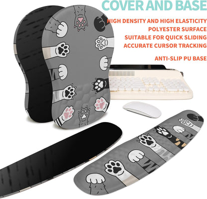 2-in-1 Ergonomic Set, Wave Rise Keyboard Wrist Rest and Massage Bulge Slope Mouse Pad Wrist Support, Cushion Memory Foam Integrated to Relieve Wrist Pain, Black