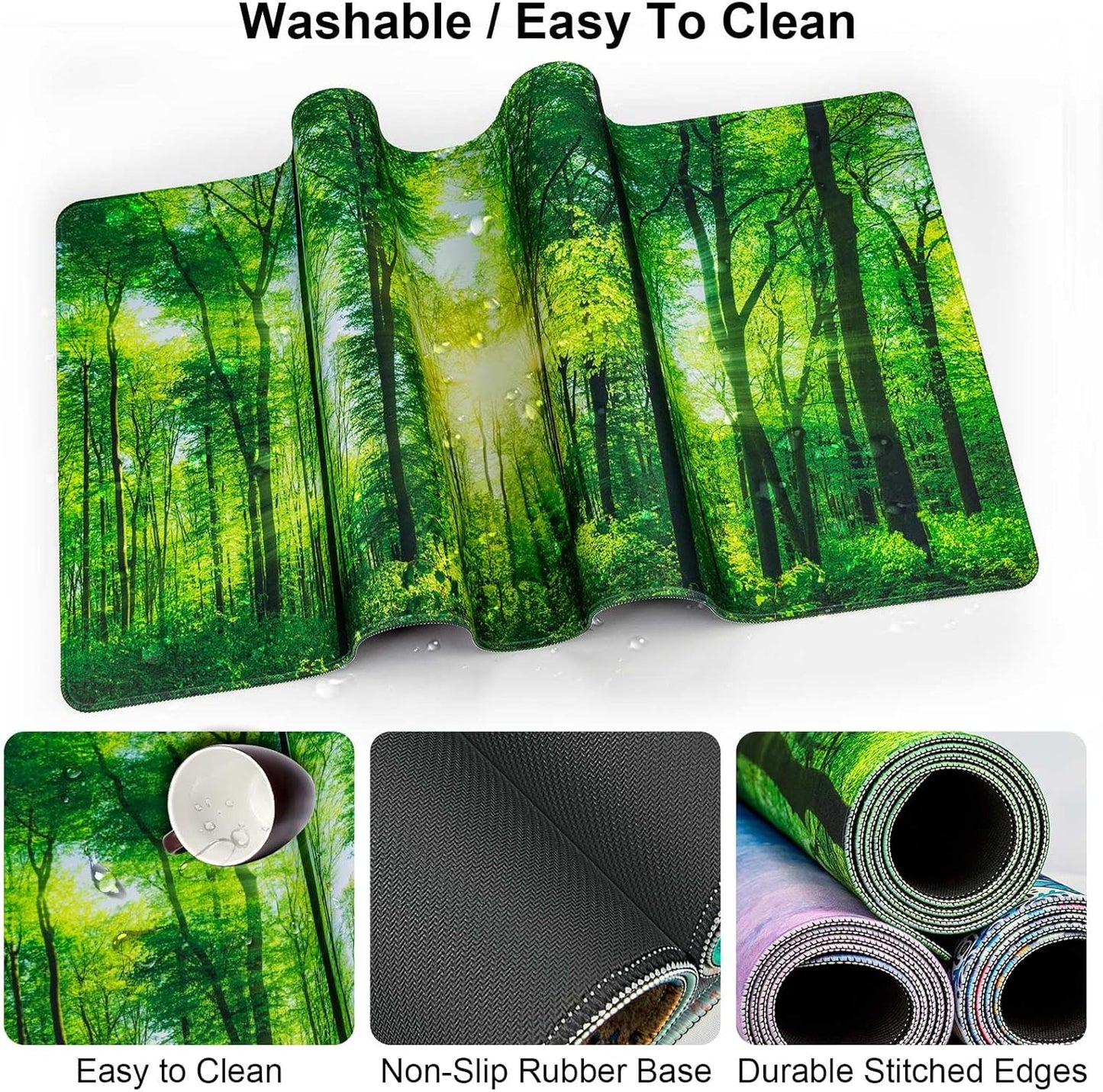 Keyboard Wrist Rest + Mouse Pad with Wrist Support + Desk Mat + Coaster 4 in 1 Set, XXL Large Gaming Mousepad Cute Ergonomic Mouse Pads for Desk Computer Laptop Office Decor-Beach