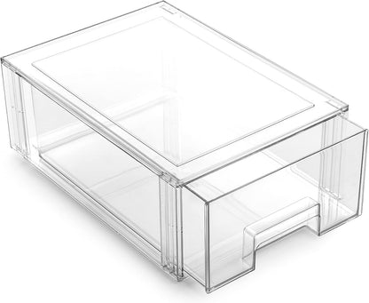 BINO | Stackable Storage Drawers, Shallow X-Large - Clear | THE CRATE COLLECTION | Storage Bins With Drawers Bathroom Organizers and Storage Organization and Storage Under Sink Organizer Vanity Home