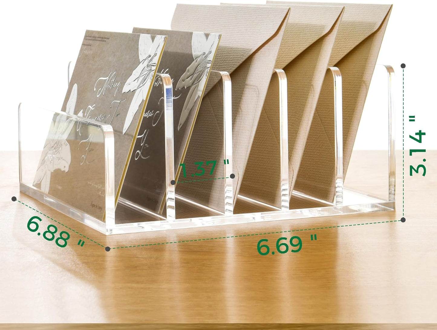 3 Compartments Clear Acrylic Mail Holder – Vertical Letter Sorter & Multifunction Desk Organizer for Bills, Documents, Notebooks – Modern Office/Home Envelope File Rack