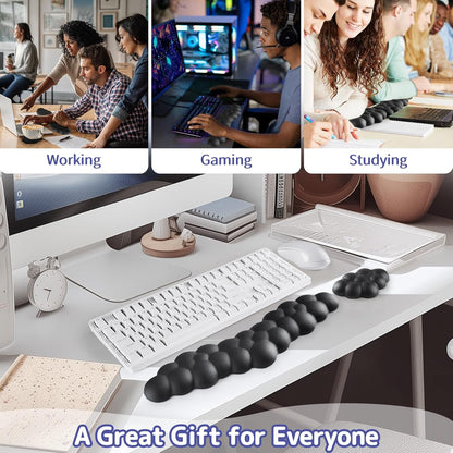 Sushret Cloud Wrist Rest for Keyboard and Mouse, Memory Foam PU Leather Keyboard Wrist Rest with Ergonomic Support, Non-Slip Base, Cute Arm Rest Pad & Palm Cushion, Office Desk Accessory, White