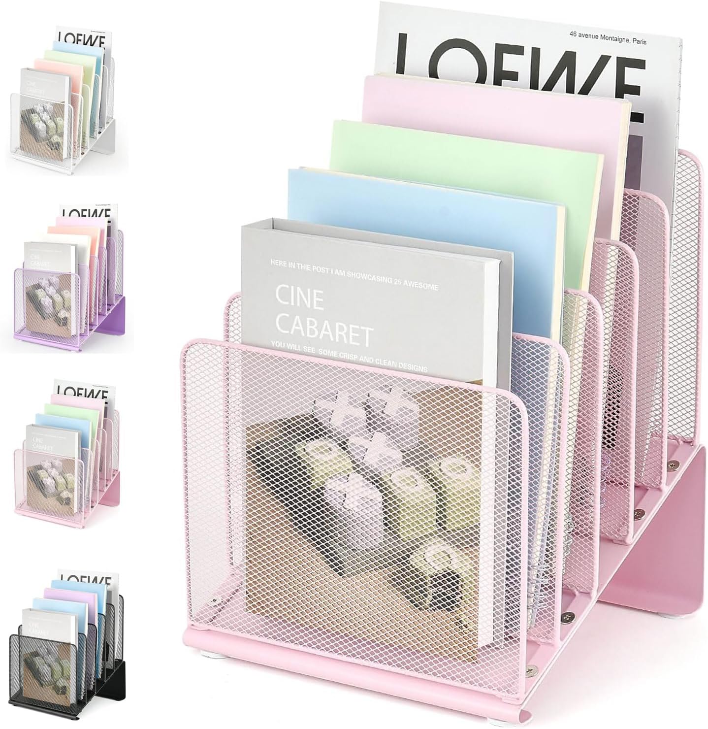LEKETREE File Organizer for Desk, File Folder Organizer with 5-Section Vertical Rack, Suitable for Home Office Document Organization and Storage(Black)