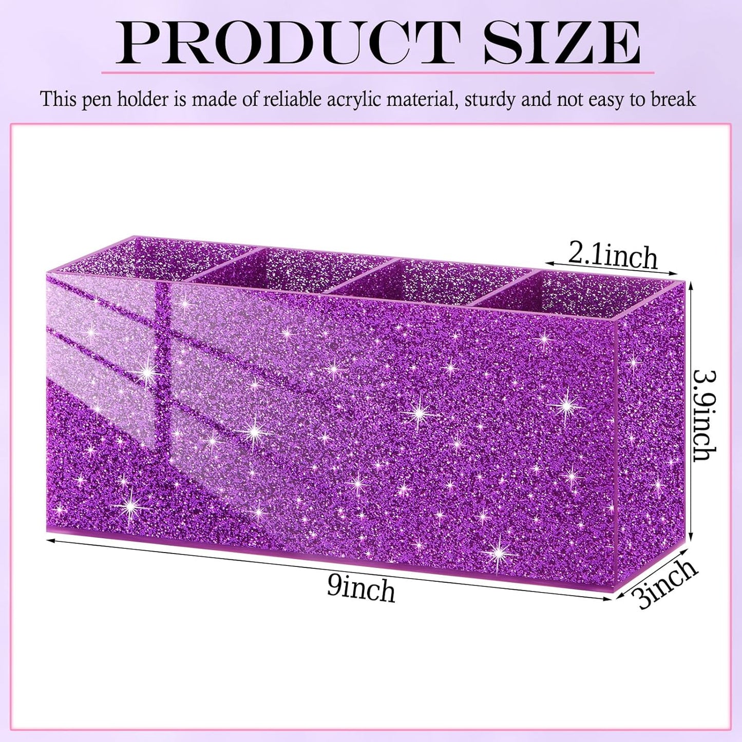 Jetec Acrylic Pen Holder 6 Compartments Makeup Brush Stationery Organizer Pencil Holder for Desk Accessories, Cosmetic Brushes, Dorm, Home, Bathroom, Kitchen, Office Supplies(Neon Pink)