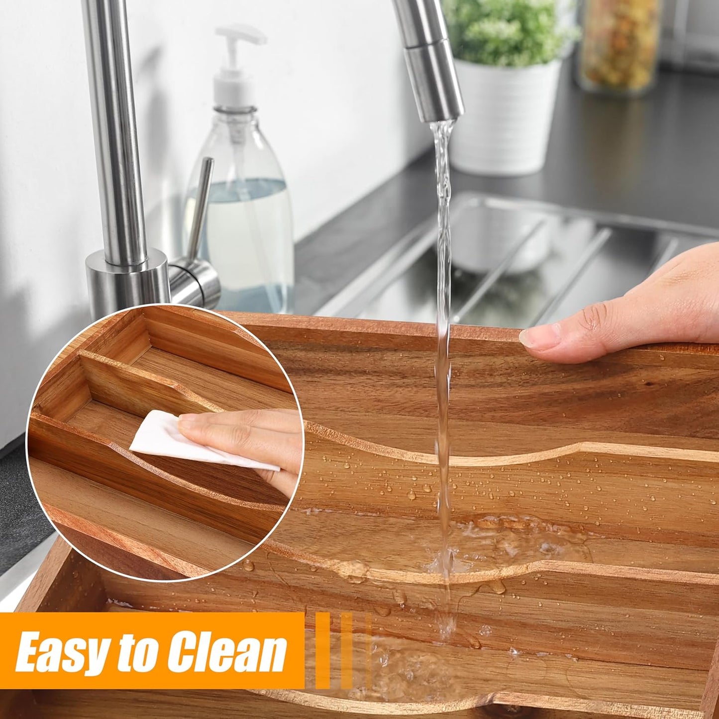 Kitchen Silverware Drawer Organizer and Storage Flatware Cutlery Utensil Holder Spice Rack Containers Bathroom Counter Cabinet Office Desk Makeup Drawer Tray Kitchen and Dining Tools Decor Accessories