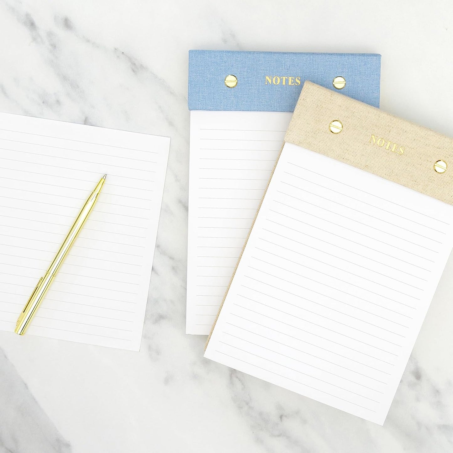 ELYN Lined Spiral Journal, Linen Hardcover Notebook with Matching Gold Gel Pen, 252 Pages, 8 in x 5 in - 100 GSM Premium Paper, Spiral Notebook for Home, Office, Notes & Gifts, (Linen)