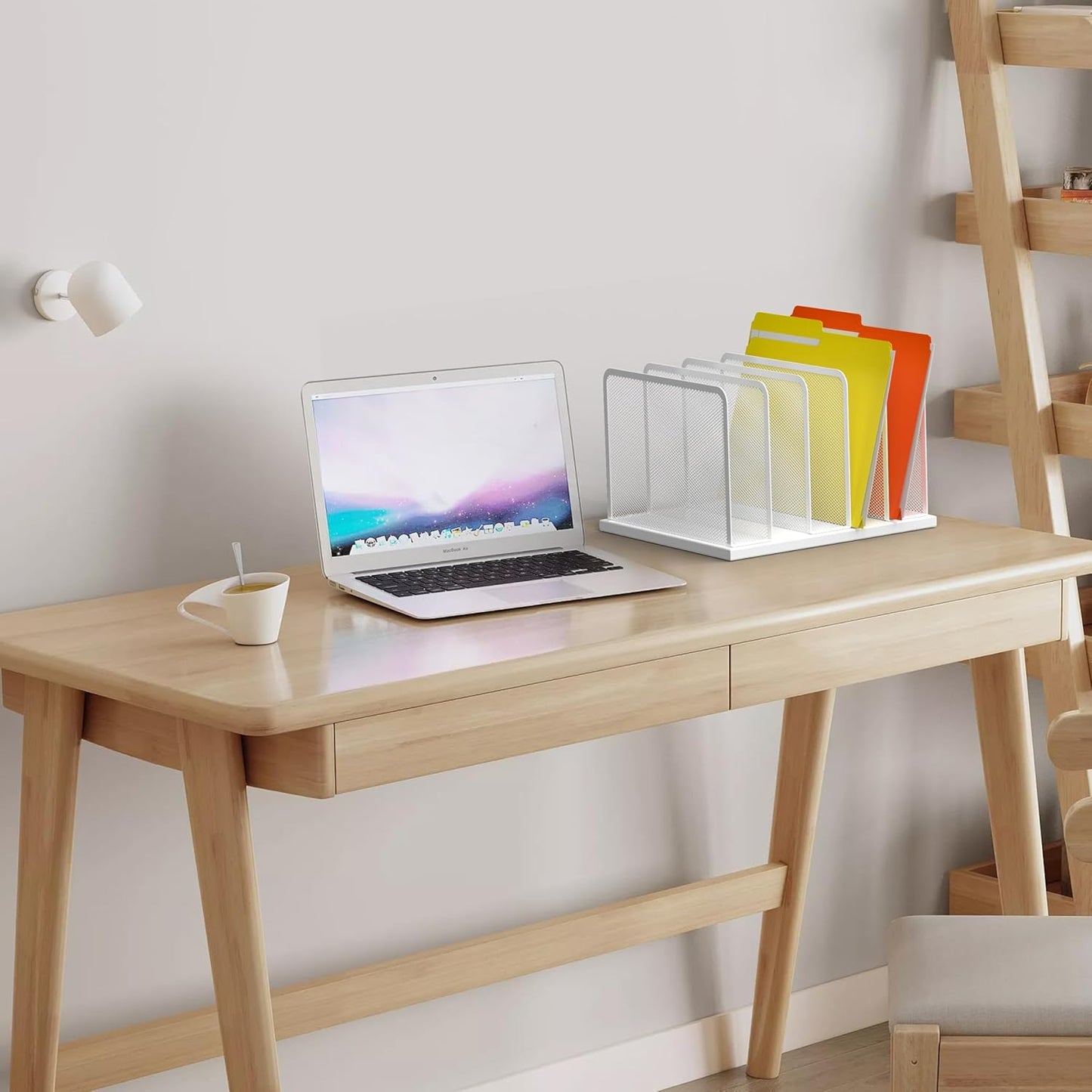 Kuntine.B Desk File Organizer 5 Sections Upright Mesh Desktop Organizer File Sorter Office Organization File Holder for Home, Office & Classroom