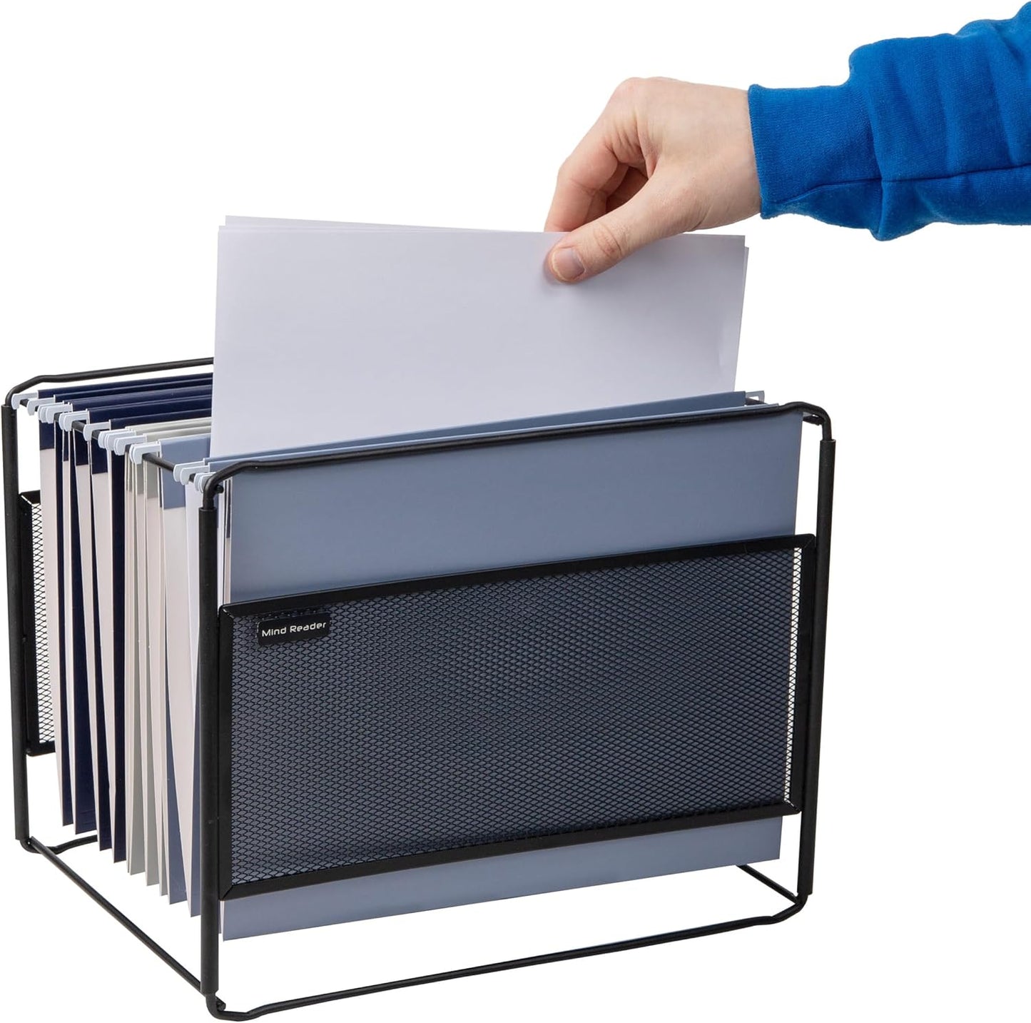 Mind Reader Hanging File Folder Organizer, Desktop Organizer, Storage, Office, Metal Mesh, Silver