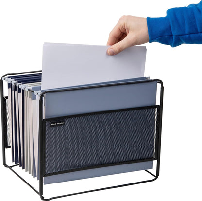 Mind Reader Hanging File Folder Organizer, Desktop Organizer, Storage, Office, Metal Mesh, Silver