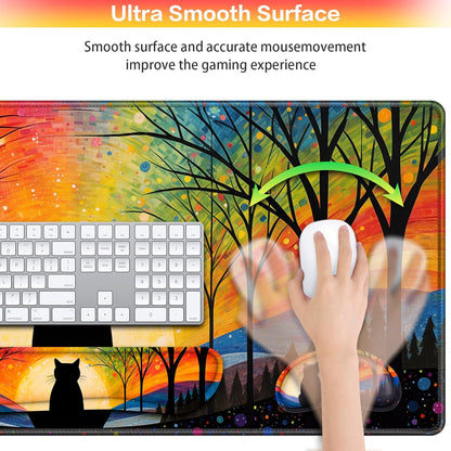 Desk Mat, Large Gaming Mouse Pad with Wrist Rest, 4in1 XXL Mousepad+Keyboard Wrist Rest+Mouse Pad Wrist Support+Cup Coaster Set Ergonomic Floral Computer Desk Arm Wrist for Decor Home Office Women