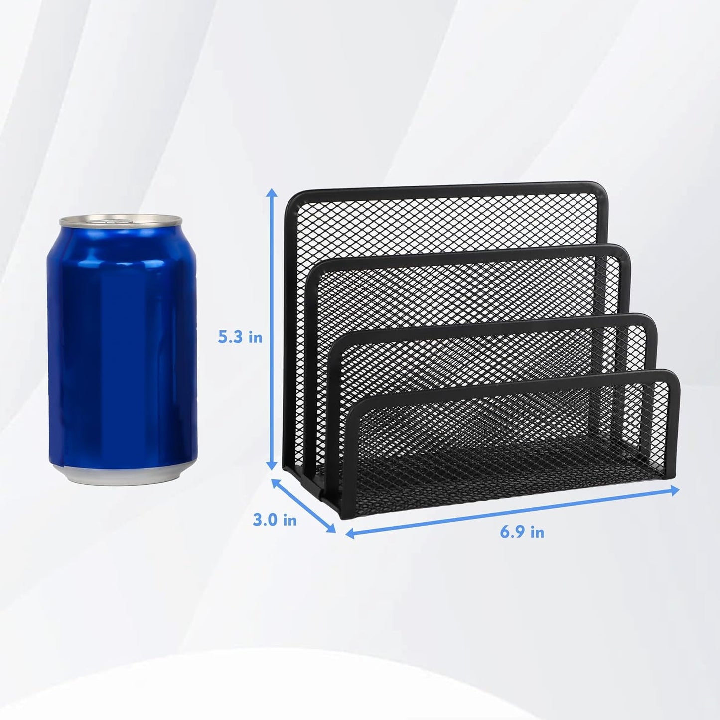 EASEPRES Desk Mail Organizer, Office Small Desktop Metal Mesh Envelope Letter Sorter Paper File Holder Organizer with 3 Vertical Upright Compartments, Black 1 Pack