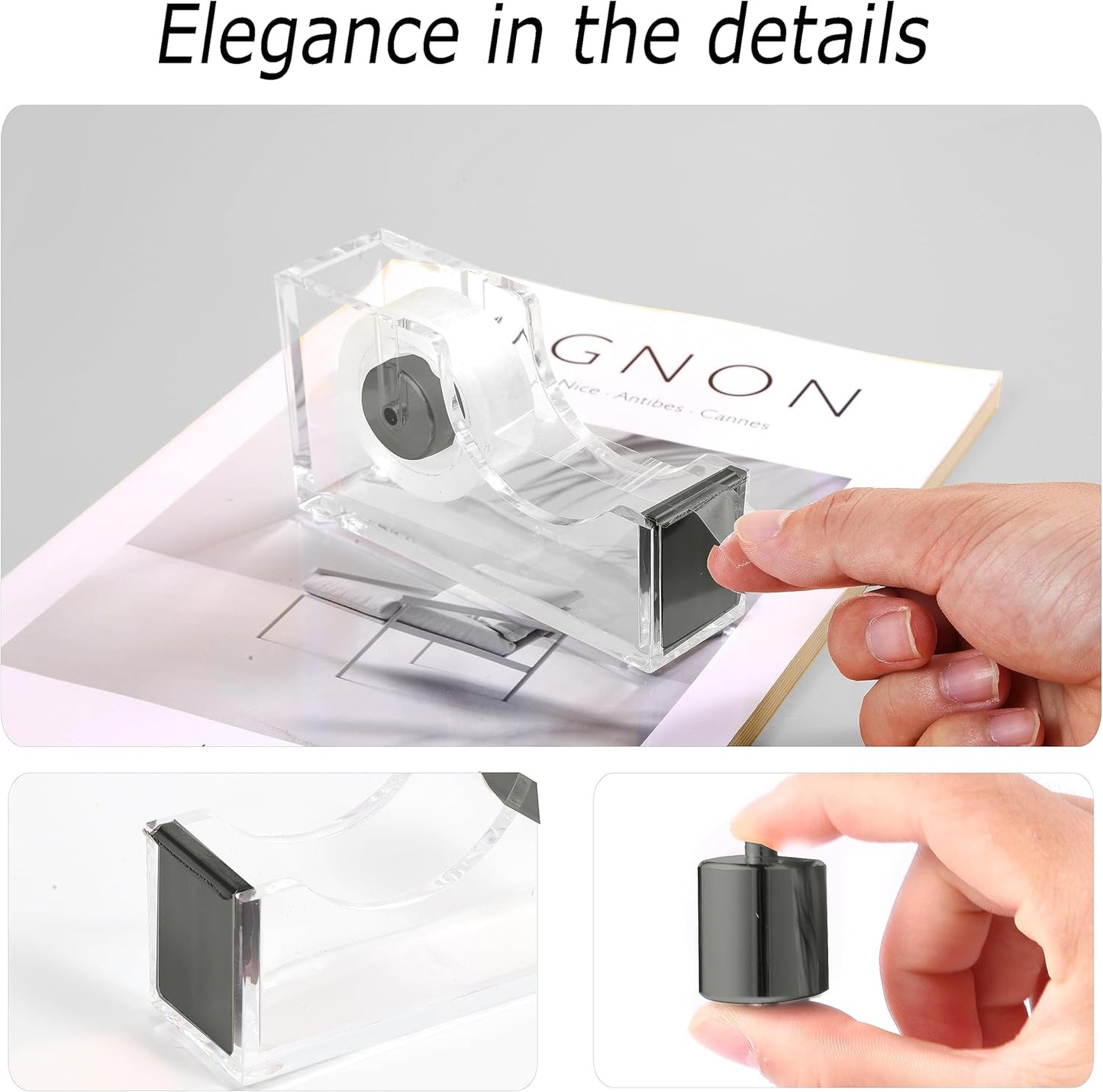 Famassi Rose Gold Desk Accessories，Office Supplies Set Acrylic Stapler Set Staple Remover, Tape Holder, 2 Ballpoint Pen, Scissor, Binder/Paper Clips and 1000pcs Staples.