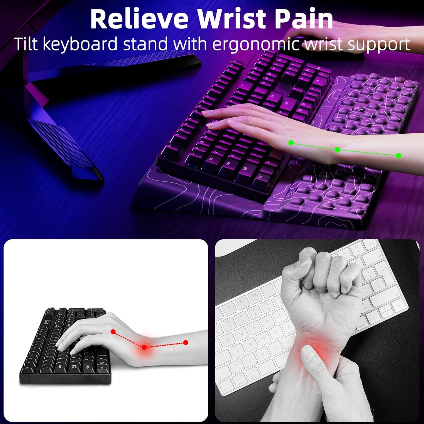 Ospelelf Keyboard Wrist Rest, Comfortable Ergonomic Keyboard Stand Riser Holder for Office Home