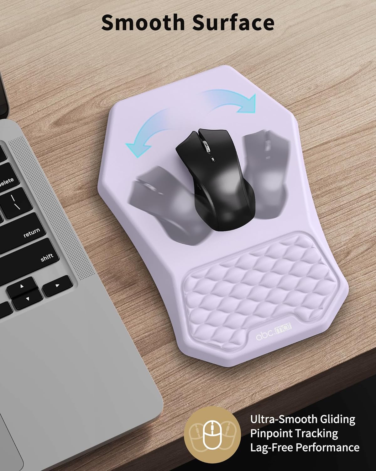 Ergonomic Mouse Pad and Keyboard Wrist Rest Support Set, Massage Design Mousepad for Carpal Tunnel Pain Relief, Memory Foam, Non-Slip PU Base for Computer Desk, Baby Blue