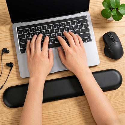PU Leather Keyboard Wrist Rest, Ergonomic Memory Foam Wrist Support for Pain Relief, Waterproof & Easy to Clean Hand Rest Pad for Office, Gaming & Mechanical Keyboards (Classic Black)
