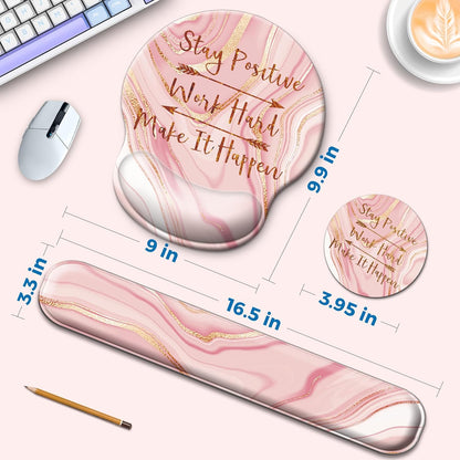 Mouse Pad and Keyboard Wrist Rest Support, with Non-Slip PU Base,Gel Mouse Pad with Coaster,Pain Relief for Gaming, Computer,Office -Beach
