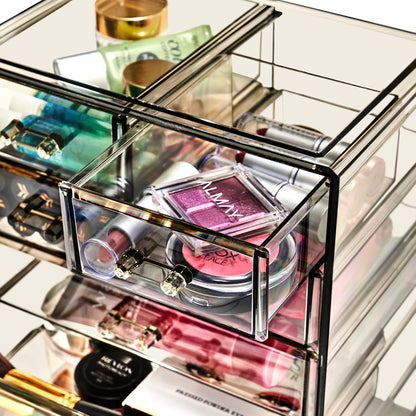 Sorbus Acrylic Makeup Organizer Set, 6-Drawer Vanity & Countertop Cosmetic Storage with Small & Wide Drawers, Clear Makeup Storage for Brushes, Lipsticks, Jewelry – Holiday Gift for Women & Teens