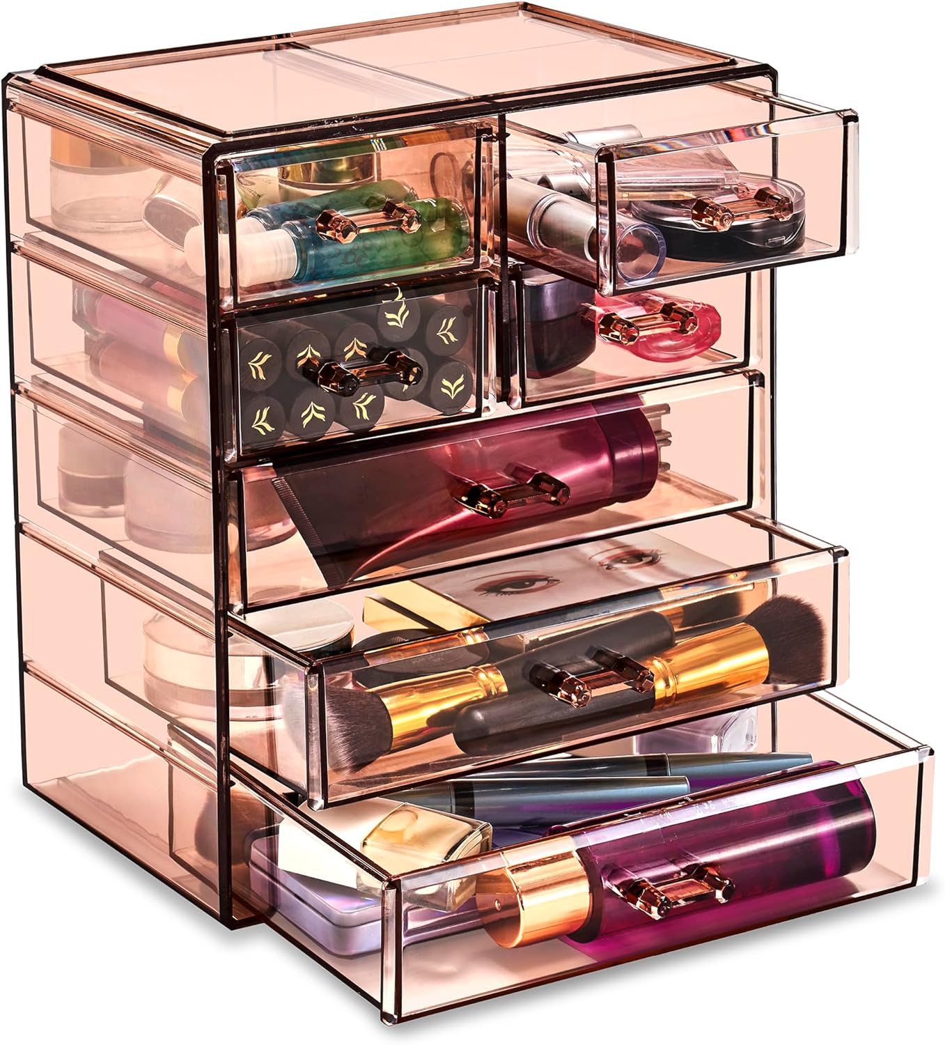 Sorbus Acrylic Makeup Organizer Set, 6-Drawer Vanity & Countertop Cosmetic Storage with Small & Wide Drawers, Clear Makeup Storage for Brushes, Lipsticks, Jewelry – Holiday Gift for Women & Teens
