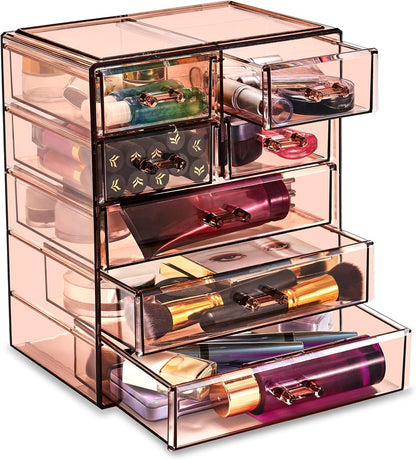 Sorbus Acrylic Makeup Organizer Set, 6-Drawer Vanity & Countertop Cosmetic Storage with Small & Wide Drawers, Clear Makeup Storage for Brushes, Lipsticks, Jewelry – Holiday Gift for Women & Teens