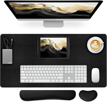 Mouse Pad and Keyboard Wrist Rest, 3-in-1 Large Keyboard and Mouse Pad Set, Ergonomic Wrist Rest for Computer Keyboards, Non-Slip Desk Mat Protector for Women (Purple Pink, 31.5" X 15.7")