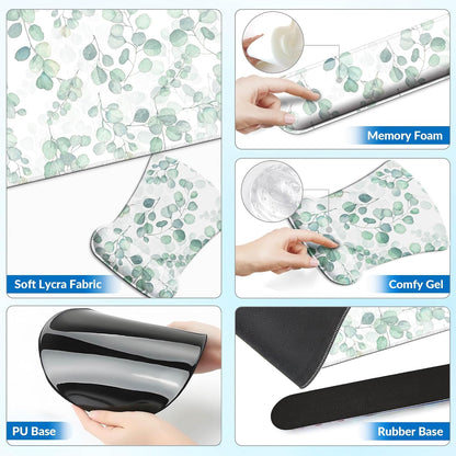 Desk Mat Set + Keyboard and Mouse Pad with Wrist Rest Support,4-in-1 Large Mousepad Computer Mats for Desktop Home & Office-Purple Butterflies