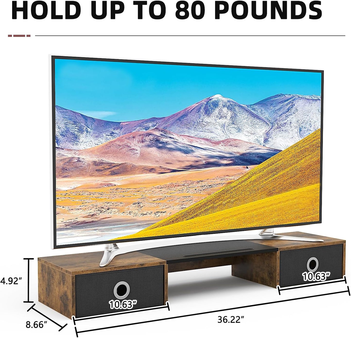 YAOHUOO Dual Monitor Stand with LED Light 2 Drawers, Computer Monitor Riser for 2 Monitors, Large Desktop Organzier with Storage for PC/Laptop/Computer/TV Screen/Printer
