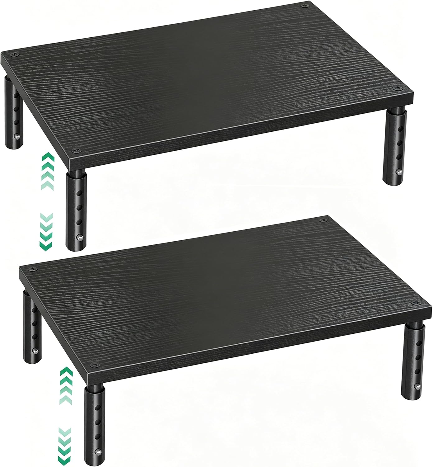 OPNICE Desk Organizers and Accessories, Adjustable Computer Monitor Stand Riser, Laptop Stand for Desk, Office Desk Accessories & Workspace Organizers for Home Office, Black Wood