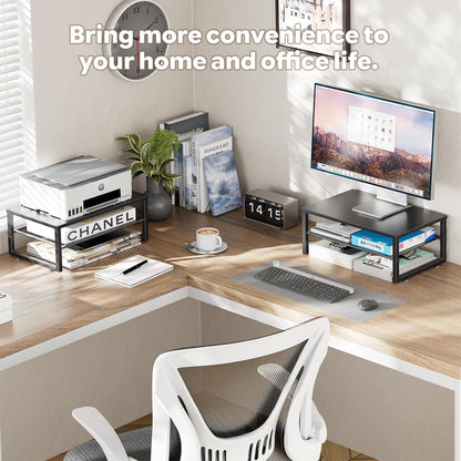 Ekisemio 2-Tier Computer Monitor Stand Riser, Desk Organizer for Monitor, Black