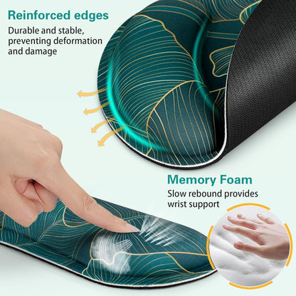 Mouse Pad with Wrist Rest Set, Qomolama 3-in-1 Wrist Support Mouse Pad Set, Floral Gaming Mousepad with Anti-Skid Base,Ergonomic Mouse Pad,Memory Foam Keyboard Gel Wrists Rest