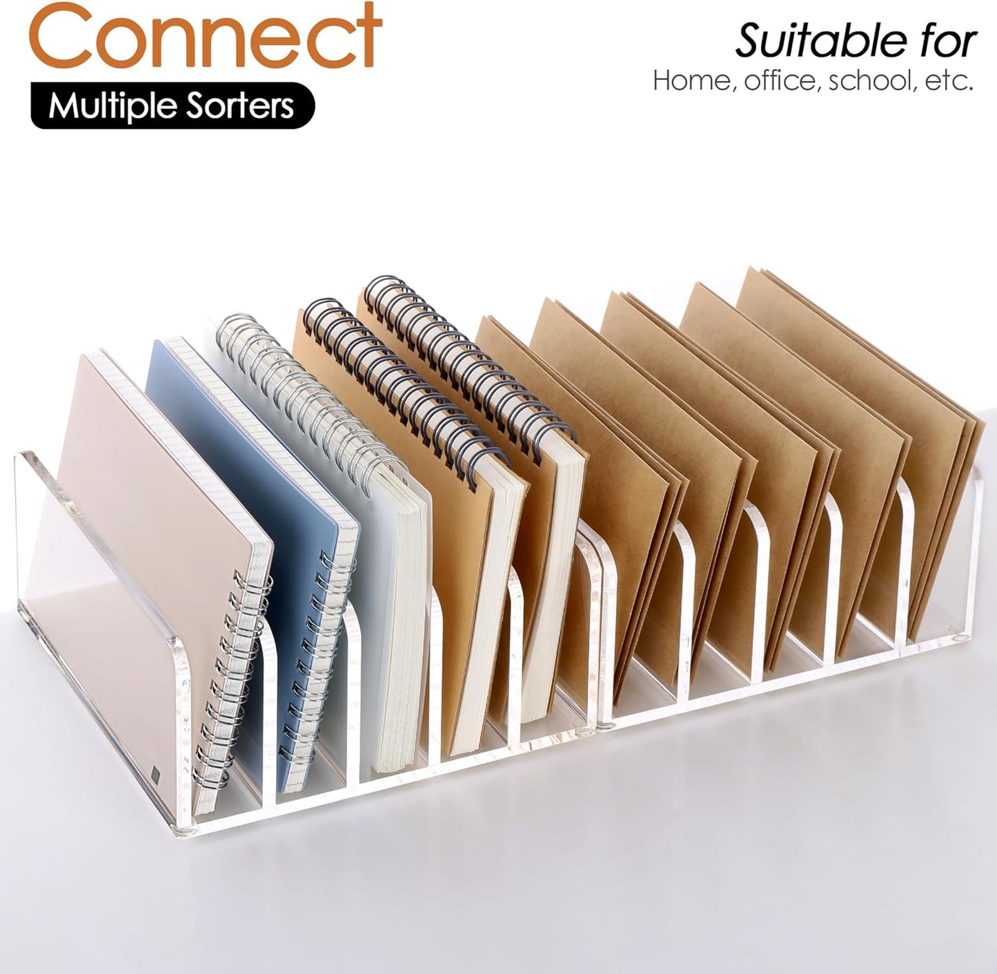 SANRUI 3 Compartments Mail Organizer Letter Holder for Desk ,Vertical Letter Holder,File Sorter Acrylic Desk Organizer Office Supplies,Clear