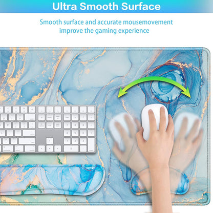 Desk Mat, Large Gaming Mouse Pad with Wrist Rest, 4in1 XXL Mousepad+Keyboard Wrist Rest+Mouse Pad Wrist Support+Cup Coaster Set Ergonomic Floral Computer Desk Arm Wrist for Decor Home Office Women