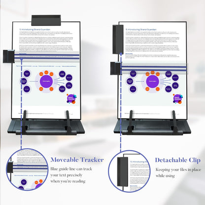 Desktop Document Holder, Black Paper Holder Stand for Desk, Metal Paper Stand for Desk When Typing, 7 Adjustable Angles Copyholder