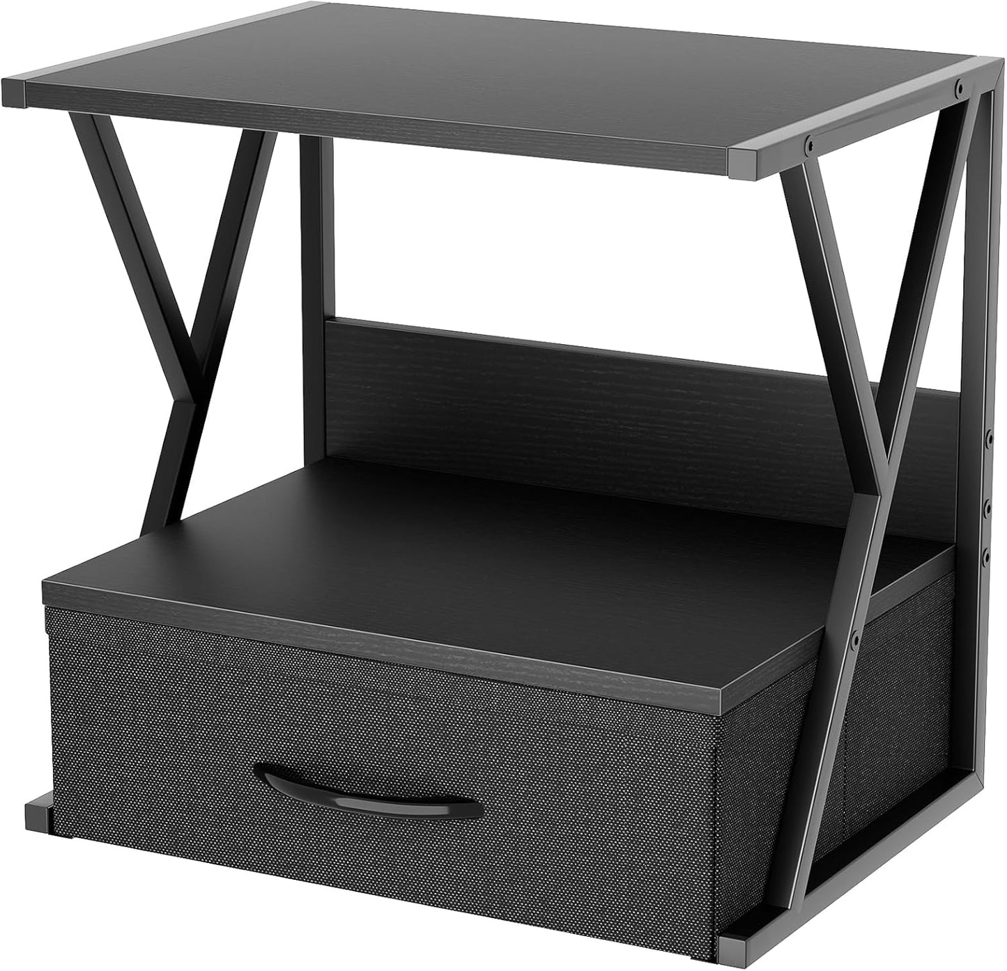 aboxoo Printer Stand for Desk with Storage Drawer, 2 Tier Desktop Or UnderDesk Shelf, Multi-Purpose Desk Organizer for Home Office, fit Fax Machine/3D Printer/Scanner, Rustic Brown