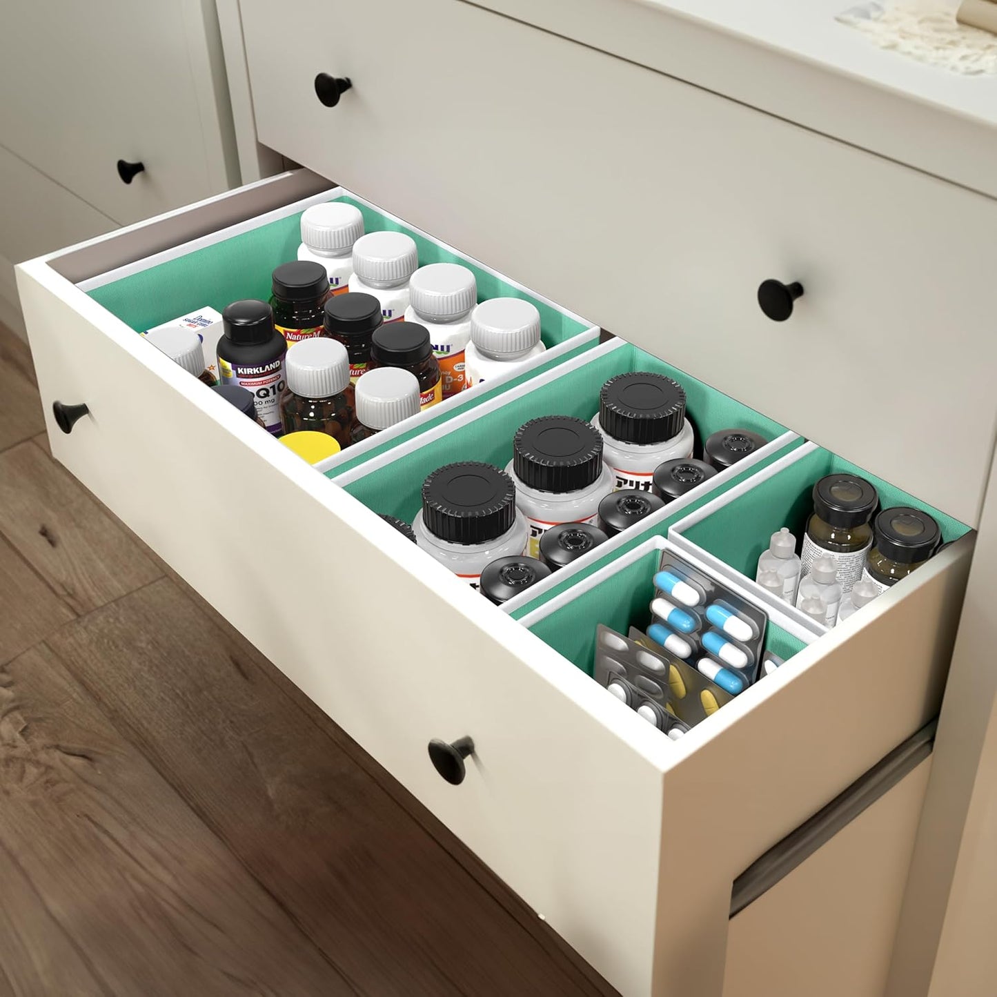 SIMPLE HOUSEWARE Foldable Drawer Organizer for Clothes/Underwear/Panty/Onesie Stocking Bin, Set of 12, Black