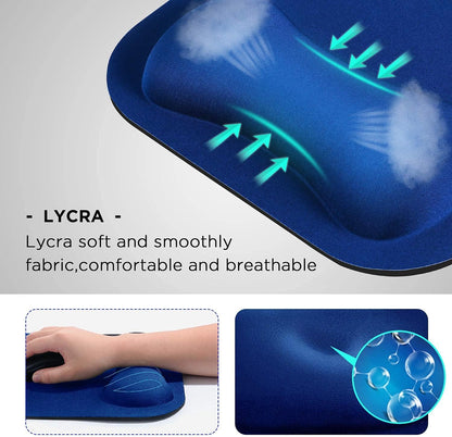 Gimars Elongate Smooth Lycra Fabric Ergonomic Mouse Pad Wrist Support, Gel Memory Foam Cushion Set Keyboard Wrist Rest Support, Pain Relieve for Computer, Laptop, Office, School, Home, Gaming, Black