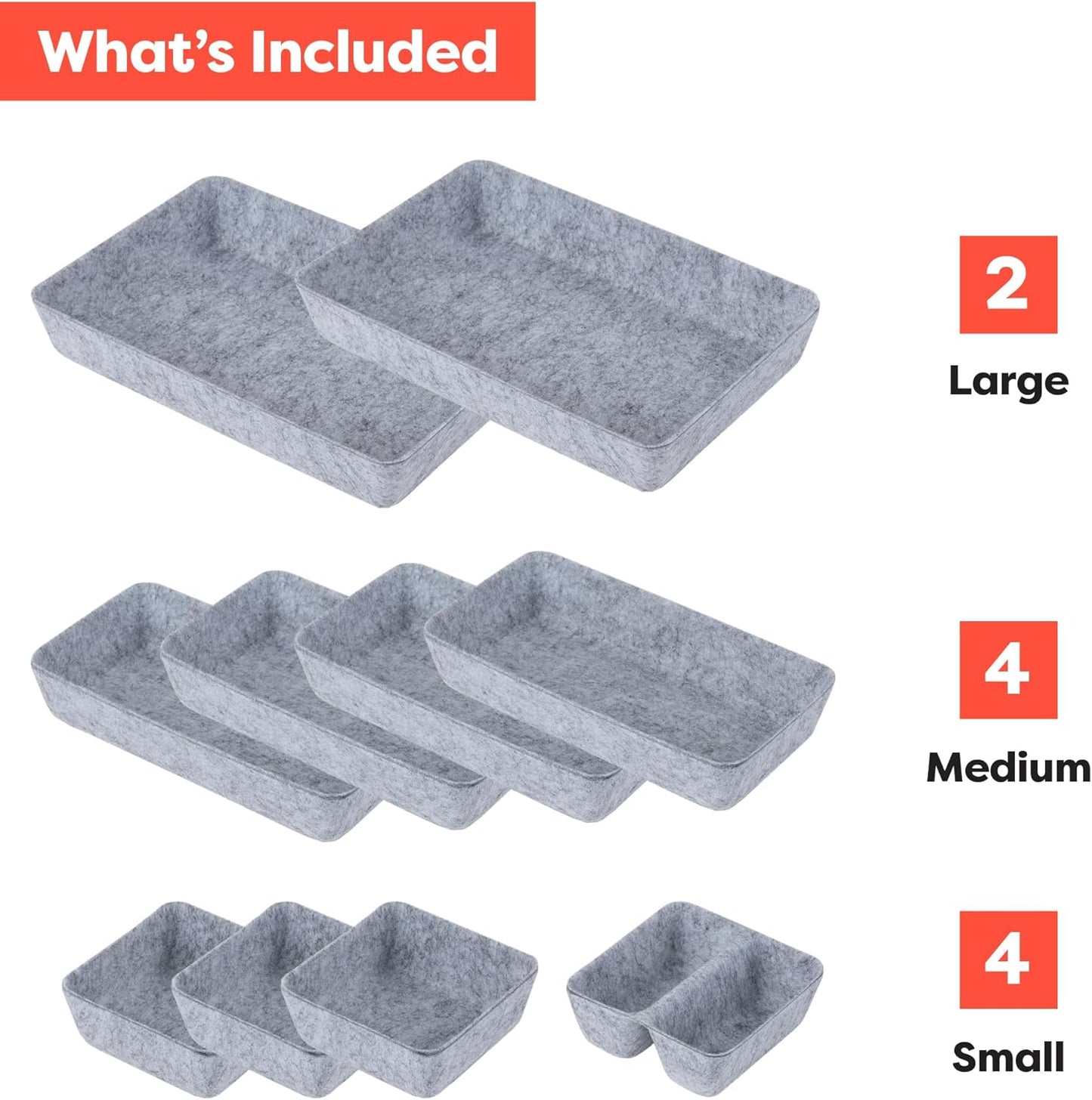 Rajas Goods Drawer Organizer Compatible with Ikea Alex Drawer Unit, 10-Piece Modular Felt Tray Organizer Set, Perfect Fit (Light)