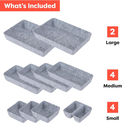 Rajas Goods Drawer Organizer Compatible with Ikea Alex Drawer Unit, 10-Piece Modular Felt Tray Organizer Set, Perfect Fit (Light)