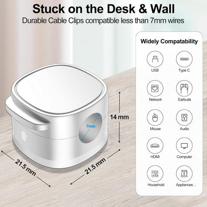 6 Pack,Magnetic Cable Clips & Silicon Cable Ties,[Cable Smooth Adjustable Under Desk Organizer],Cable Management,Cord Holder-Desk Stand Cable Organizer Holding,Adhesive for Home Cable Keeper