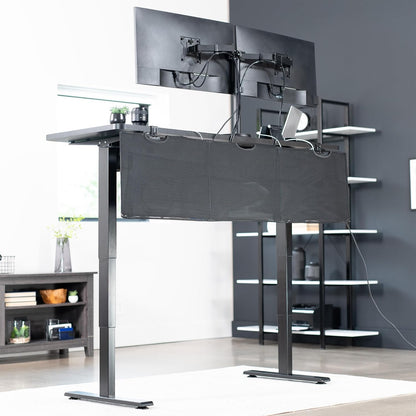VIVO 48 Inch Clamp-on Privacy and Cable Management Organizer Sleeve, Wire Hider Kit Panel System, Desk Skirt, Black, DESK-SKIRT-48P