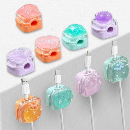 9Pack Magnetic Cable Clips for Nightstand, Adhesive Night-Glowing Cord Holder Organizer for Office Home Desk Wall Car (Star Cat Strawberry)
