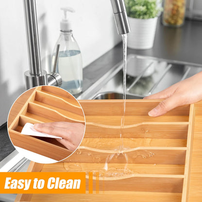 Kitchen Silverware Drawer Organizer and Storage Flatware Cutlery Utensil Holder Spice Rack Containers Bathroom Counter Cabinet Office Desk Makeup Drawer Tray Kitchen and Dining Tools Decor Accessories