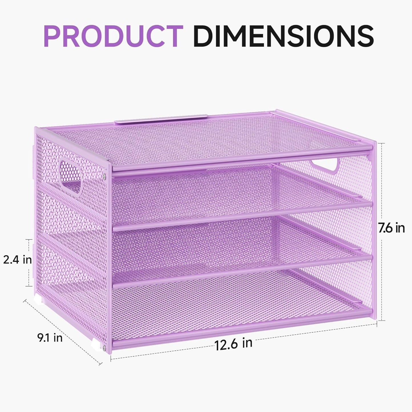 Lavatino 3-Tier Letter Tray Desk Paper Organizer – Black Mesh Metal File Tray Organizer for Desk, Office Supplies & Home Organization | Fits A4/Letter Paper, Mail, Magazines and Office Accessories