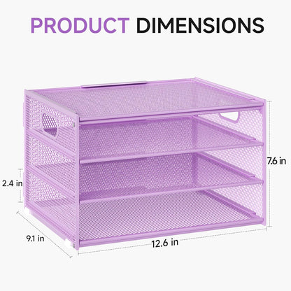 Lavatino 3-Tier Letter Tray Desk Paper Organizer – Black Mesh Metal File Tray Organizer for Desk, Office Supplies & Home Organization | Fits A4/Letter Paper, Mail, Magazines and Office Accessories