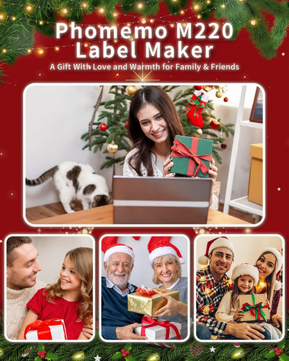 Phomemo Label Maker,M220 Label Printer,3 Inch Bluetooth Thermal Label Maker Machine with 6000+ Icons,700+ Templates,400+ Fonts,for Kids School Items,Small Business,Large Sticker