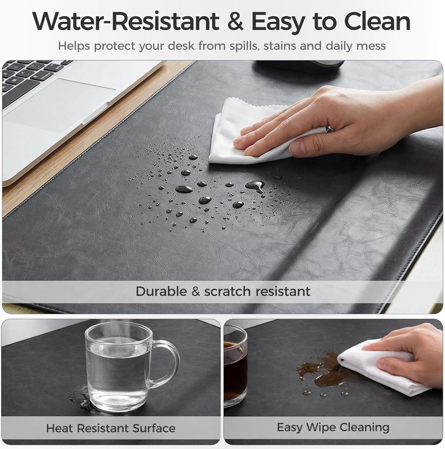 Magnetic Desk Mat System with Wrist Support 80×40cm, Premium Leather Desk Pad with Magnetic Accessories, Waterproof Non-Slip Desk Organizer for Office & Gaming