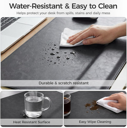 Magnetic Desk Mat System with Wrist Support 80×40cm, Premium Leather Desk Pad with Magnetic Accessories, Waterproof Non-Slip Desk Organizer for Office & Gaming